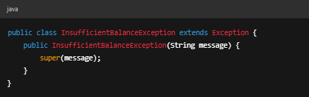 Java custom exception example - InsufficientBalanceException extends Exception