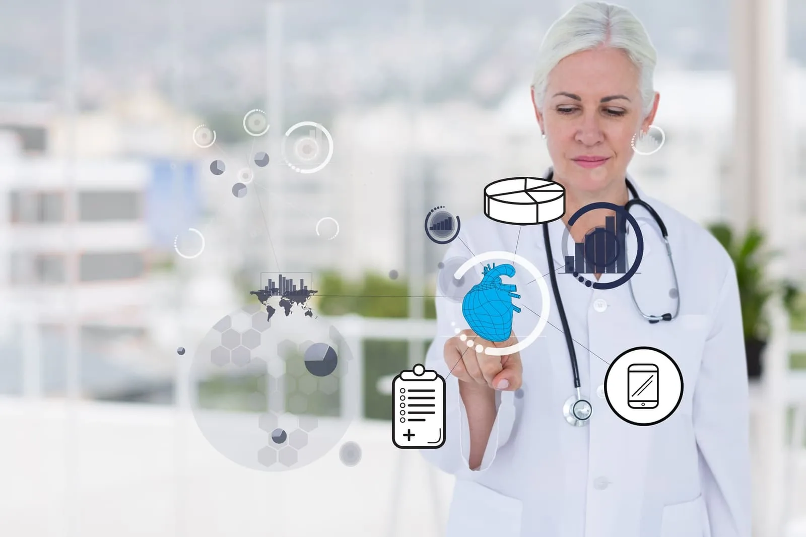 Clinician using an AI-assisted clinical workflow integrated with the EHR