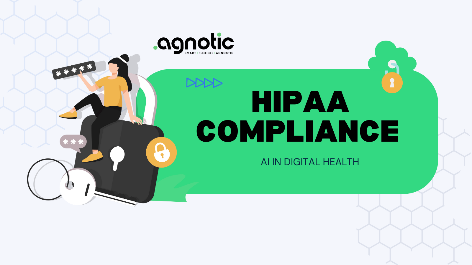 Feature image showing HIPAA compliant AI healthcare software workflow with security shield